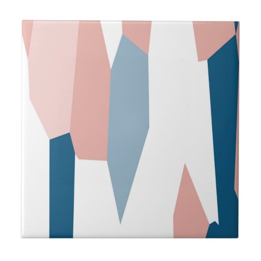 Roze blauw en wit Abstract Tegeltje (Voorkant)