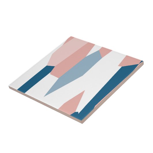 Roze blauw en wit Abstract Tegeltje (Zijkant)