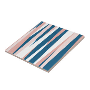 Roze blauw en wit Abstract Tegeltje