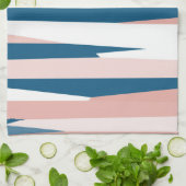 Roze blauw en wit Abstract Theedoek (Gevouwen)