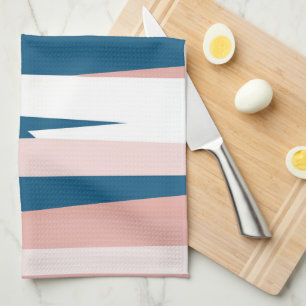 Roze blauw en wit Abstract Theedoek