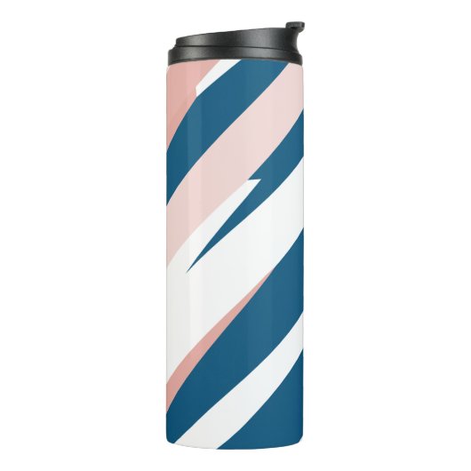 Roze blauw en wit Abstract Thermosbeker (Gedraaid links)
