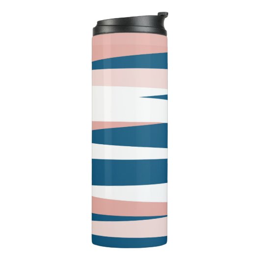 Roze blauw en wit Abstract Thermosbeker (Gedraaid links)
