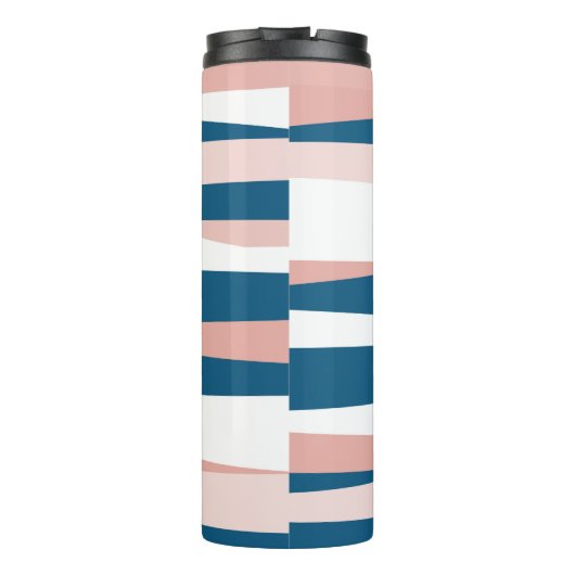 Roze blauw en wit Abstract Thermosbeker (Achterkant)