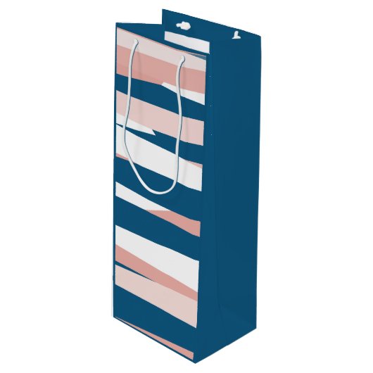Roze blauw en wit Abstract Wijn Cadeautas (Voorkant Gekanteld)