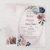 roze blauw en wit floreel vrijgezellenfeest kaart (Voorkant / Achterkant)