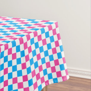Roze Blauw En Wit Geruit Patroon Tafelkleed