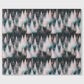 Roze Blauw en Wit Gouden Bomen Moderne Kerst Cadeaupapier (Vlak)