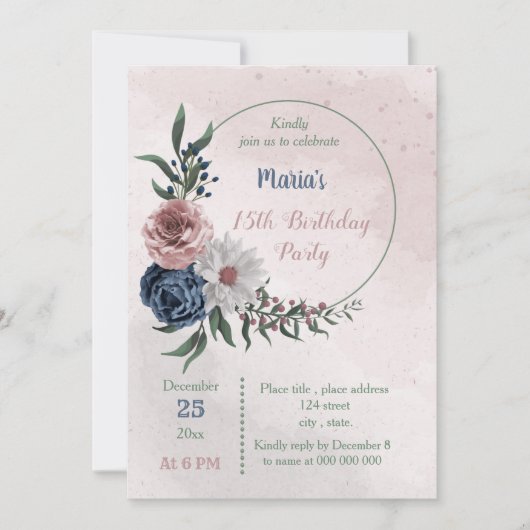 roze blauw en witte griep geboortedag kaart (Voorkant)