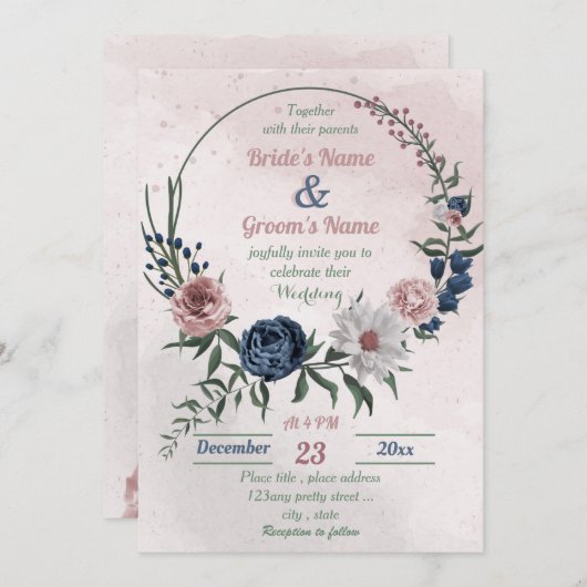 roze blauw en witte griesgriep met bruinkoolbrij kaart (Voorkant / Achterkant)