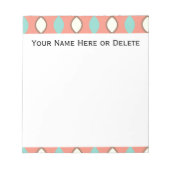 Roze Blauw en Witte Retro 70's Patroon Notitieblok (Voorkant)