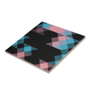 roze blauw en zwart geometrisch tegeltje