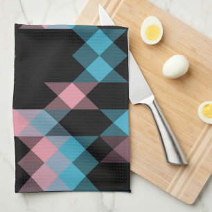 roze blauw en zwart geometrisch theedoek