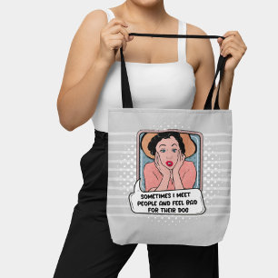 Roze Blauw Feministische Retro Pop Art Funny Phras Tote Bag