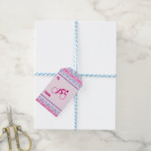 Roze blauw fietspatroon cadeaulabel (Met Touw)