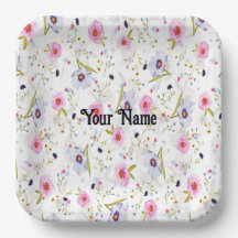Roze, Blauw Floral Patroon