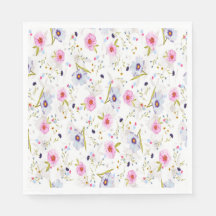 Roze, Blauw Floral Patroon