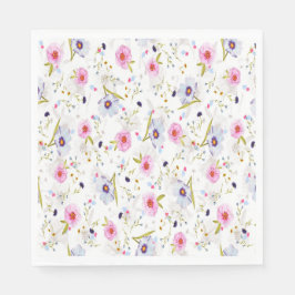 Roze, Blauw Floral Patroon Servet