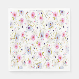 Roze, Blauw Floral Patroon Servet