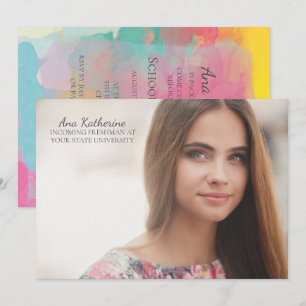 Roze Blauw Geel Aquarel Foto Koffer Feest Kaart