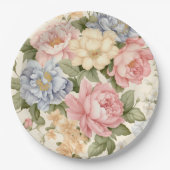 Roze Blauw Geel Bloemen Papier Bord (Voorkant)