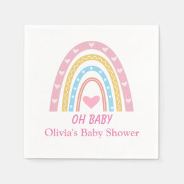 Roze Blauw Geel Boho Regenboog Oh Baby shower Servet