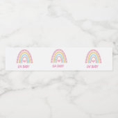 Roze Blauw Geel Boho Regenboog Oh Baby shower Waterfles Etiket (Enkel label)