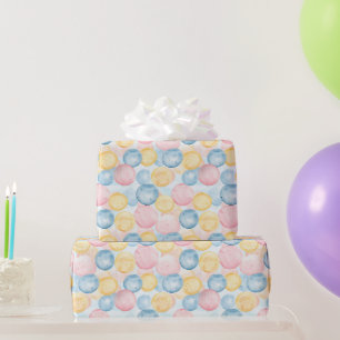 Roze Blauw Geel Bubble Gum Verjaardag Cadeaupapier