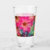  Roze Blauw & Geel Daisies Glas (Achterkant)
