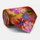 Roze, Blauw, Geel, Groen, Rode Petals Stropdas (Opgerold)