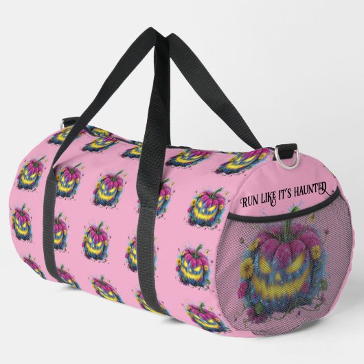 Roze Blauw Geel Haunted Bloom Pumpkin Plunjezak (Rechterhoek)