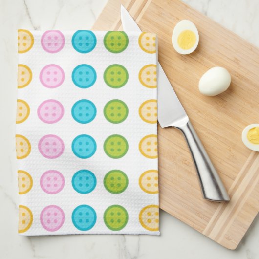 Roze blauw geel knoppatroon accessoires trendy theedoek (Quarter Fold)