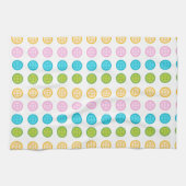 Roze blauw geel knoppatroon accessoires trendy theedoek (Horizontaal)