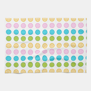 Roze blauw geel knoppatroon accessoires trendy theedoek
