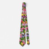 Roze Blauw Geel Lila Groen Orchidee Bloemen Stropdas (Voorkant)