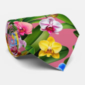 Roze Blauw Geel Lila Groen Orchidee Bloemen Stropdas (Opgerold)