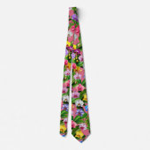 Roze Blauw Geel Lila Groen Orchidee Bloemen Stropdas (Achterkant)