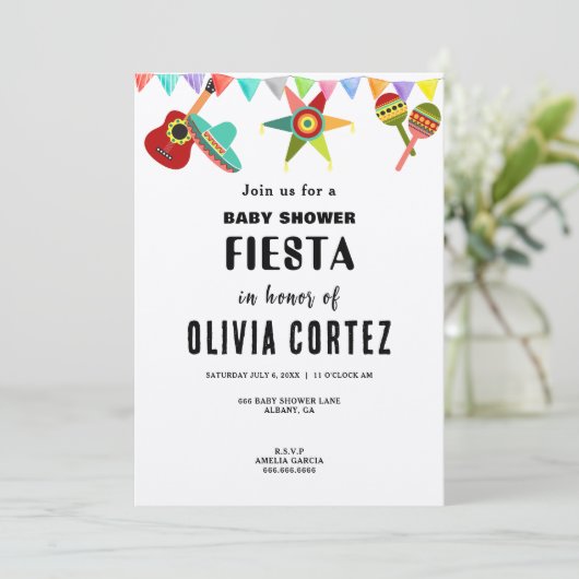 Roze Blauw Geel Mexicaans Fiesta Baby shower Kaart (Staand voorkant)