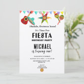 Roze Blauw Geel Mexicaans Fiesta Verjaardag Kaart (Staand voorkant)