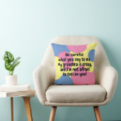 Roze Blauw Geel Mijn oma is gek Kletskous Kussen (Stoel)