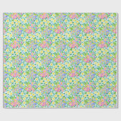  roze, blauw, geel Primroses Floral Cadeaupapier (Vlak)