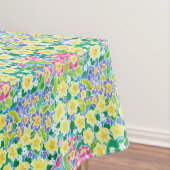  roze, blauw, geel Primroses tafelkleed (Voorbeeld)