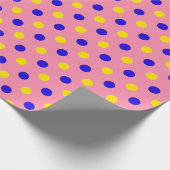 Roze Blauw Geel Stippen Design Cadeaupapier (Hoek)