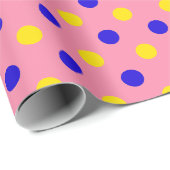 Roze Blauw Geel Stippen Design Cadeaupapier (Rol Hoek)