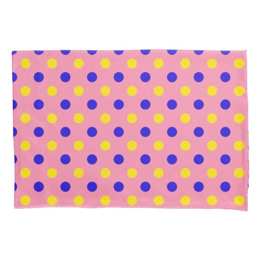 Roze Blauw Geel Stippen Design  Kussensloop (Voorkant)