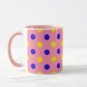 Roze Blauw Geel Stippen Design  Mok (Links)