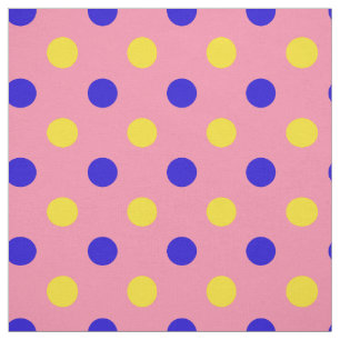 Roze Blauw Geel Stippen Design  Stof