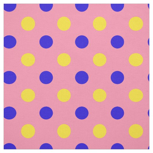 Roze Blauw Geel Stippen Design Stof (Swatch)