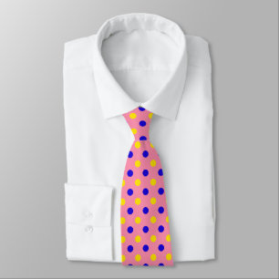 Roze Blauw Geel Stippen Design Stropdas