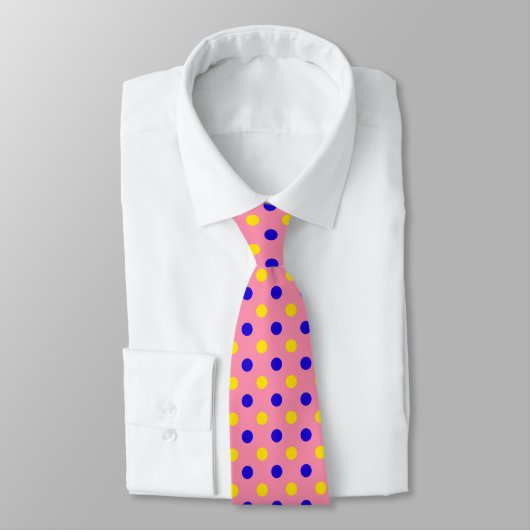 Roze Blauw Geel Stippen Design Stropdas (Gebonden)